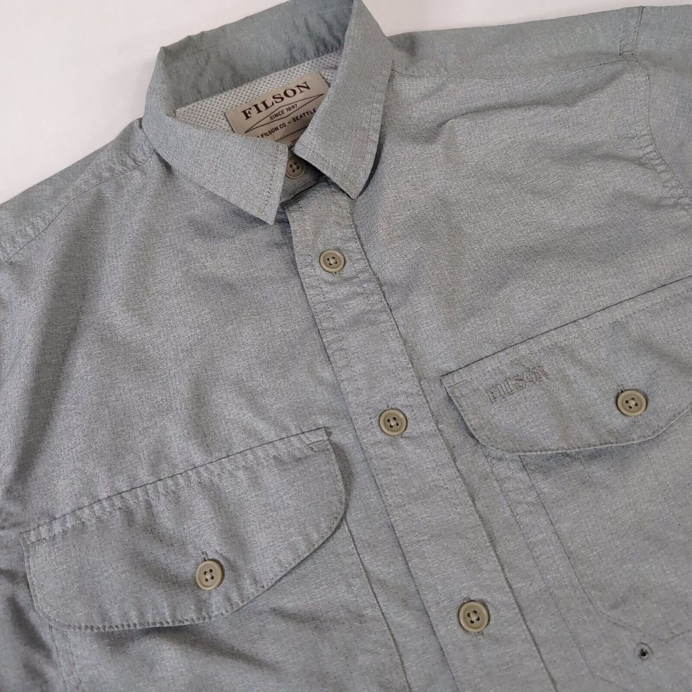 CC Filson Shirt Mens XS Gray Vented Lightweight Button Up‎ Short Sleeve